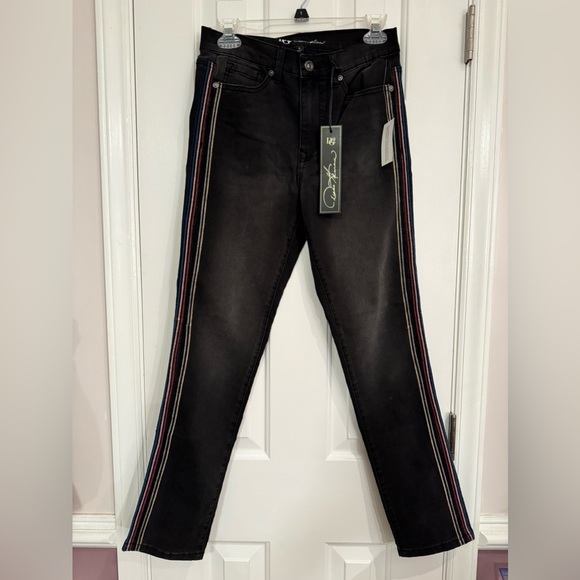 DG2 Diane Gilman Black Stretch Jeans with Colorful Stitching down sides Size 4 - Picture 16 of 16
